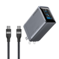 Anker Prime Charger (100W, 3 Ports, GaN) and Anker USB-C to USB-C Cable (3 ft / 6 ft, 240W, Upcycled-Braided)