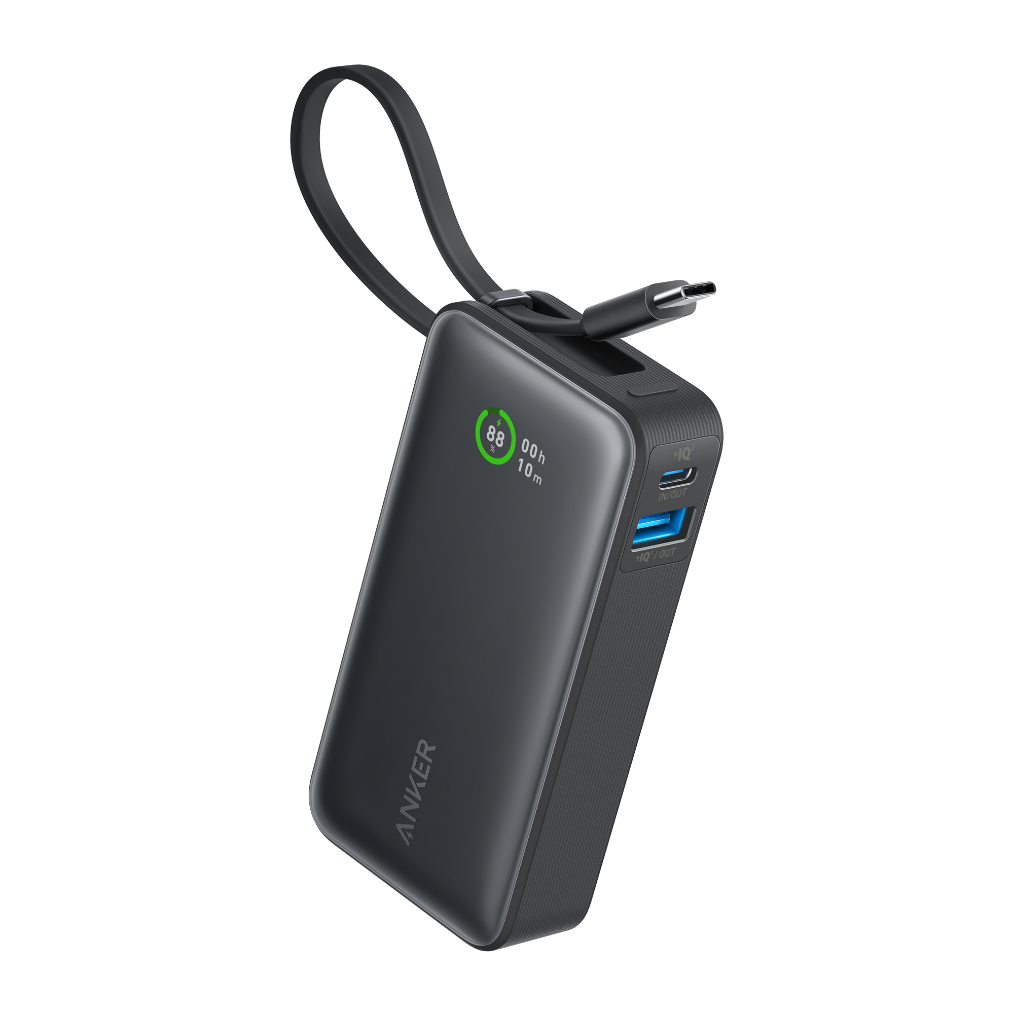 Anker portable charger with status display for fast charging