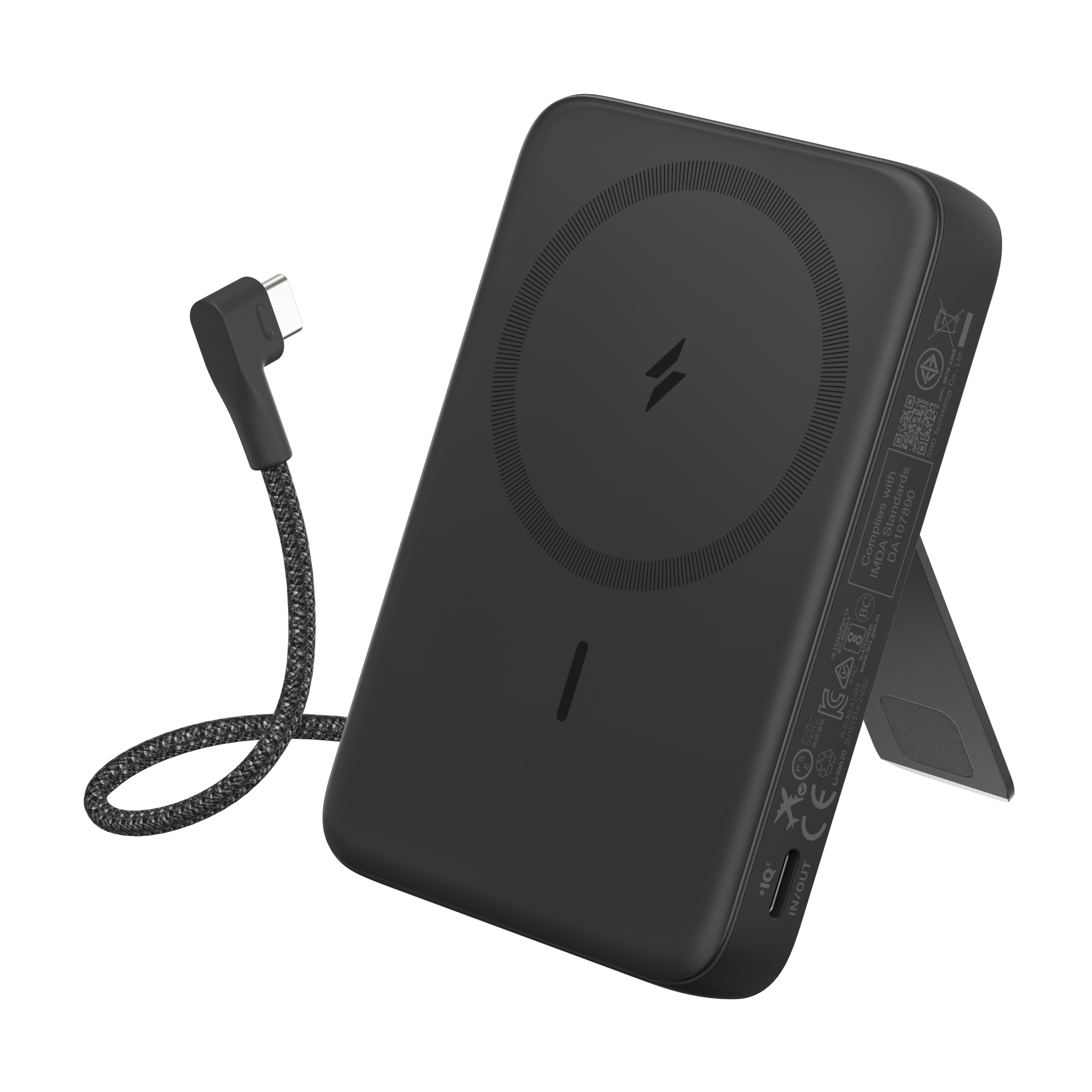 Anker portable battery with MagSafe-compatible stand for wireless charging