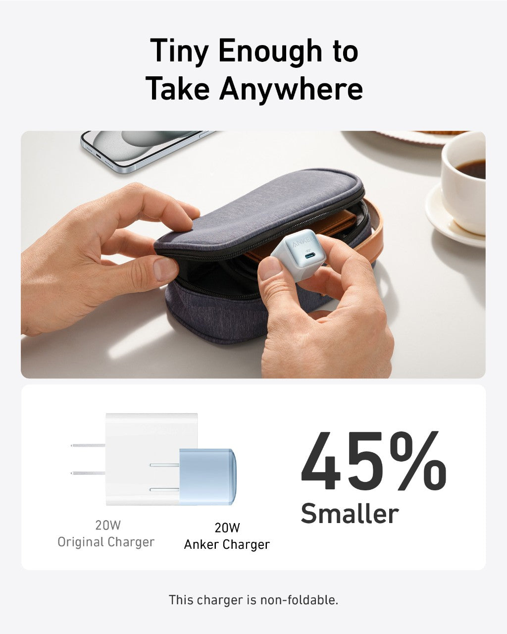 Bundle kit: Anker Power Bank (10K, Fusion, Built-In USB-C Cable)and Anker Nano Charger (20W)