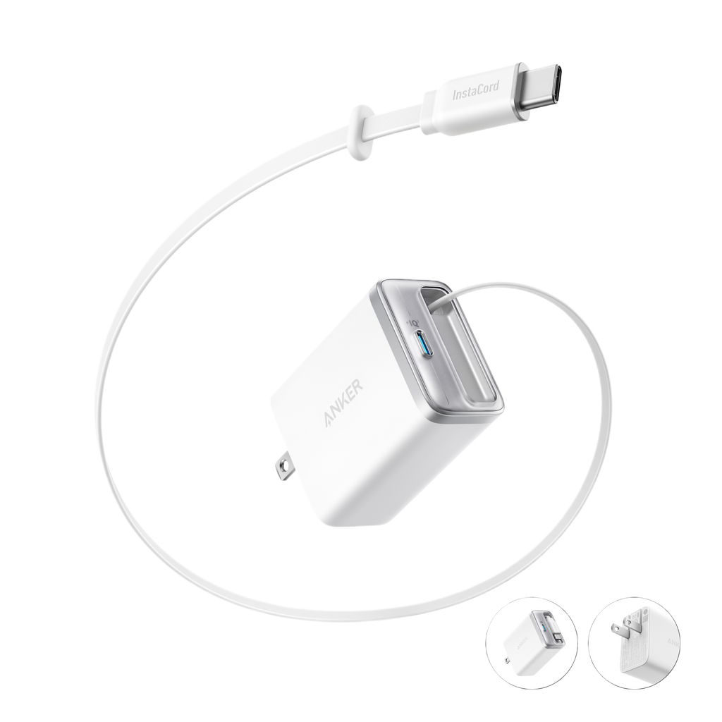 Anker charger with USB-C InstaCord for fast charging