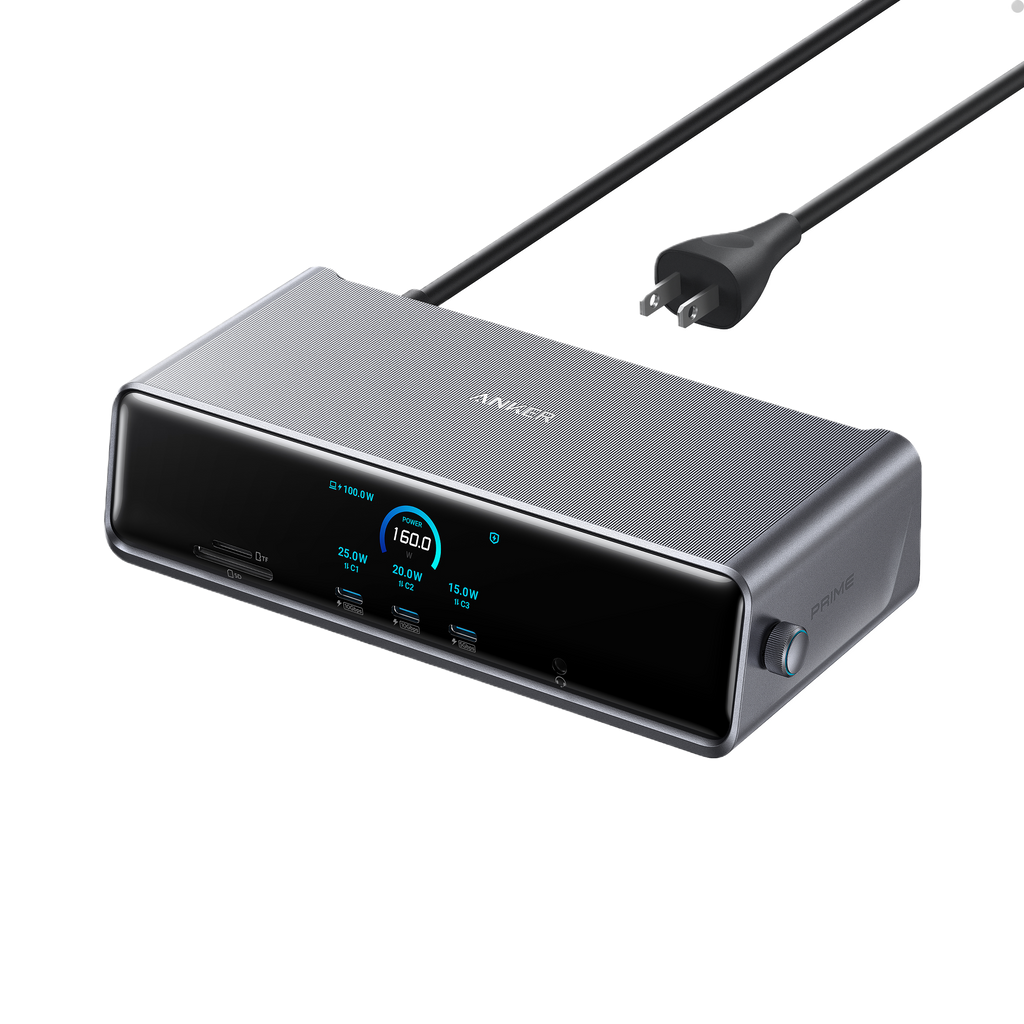 Anker Prime charging hub with digital display for efficient power control