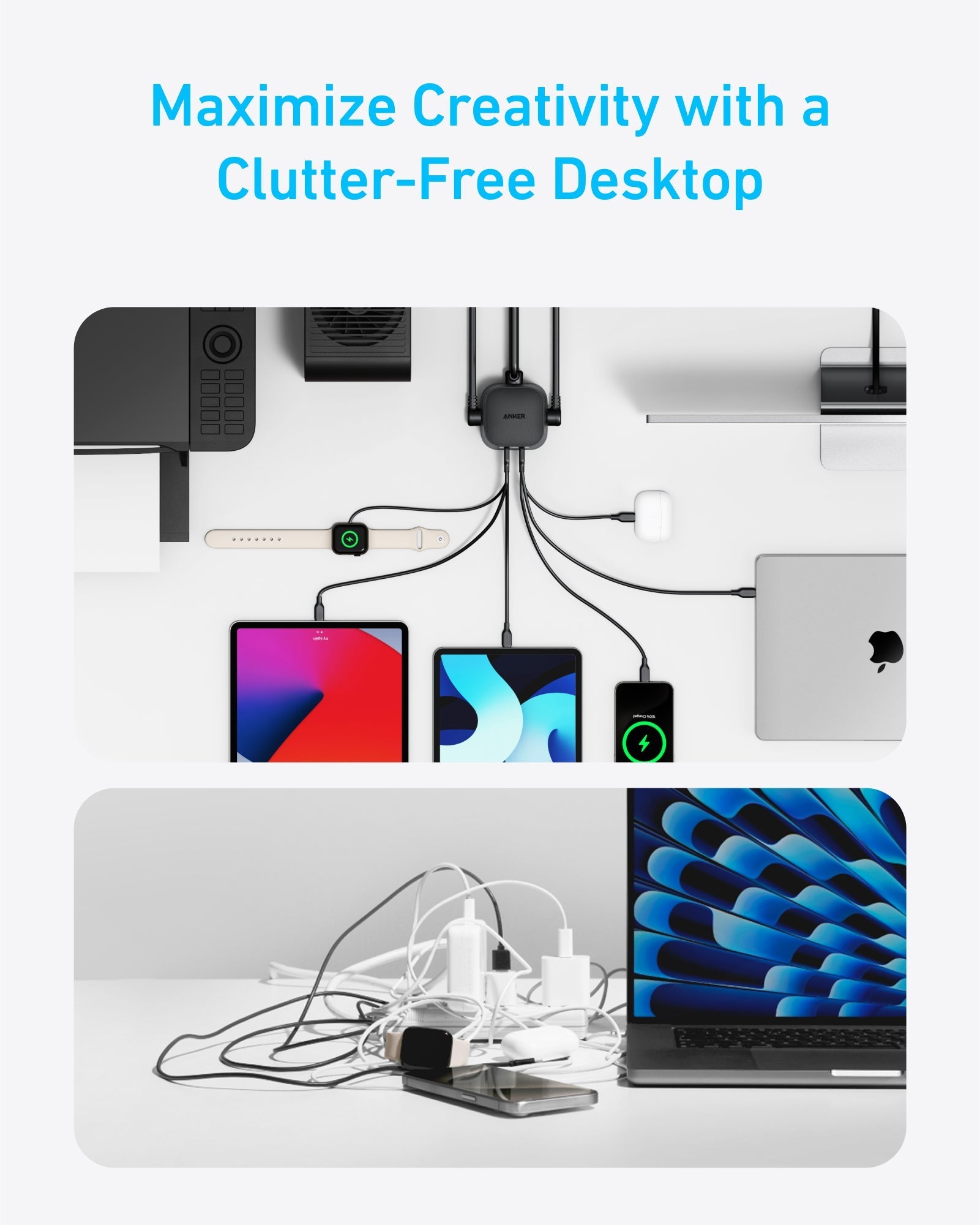 Anker with tidy workspace for clutter-free desktop