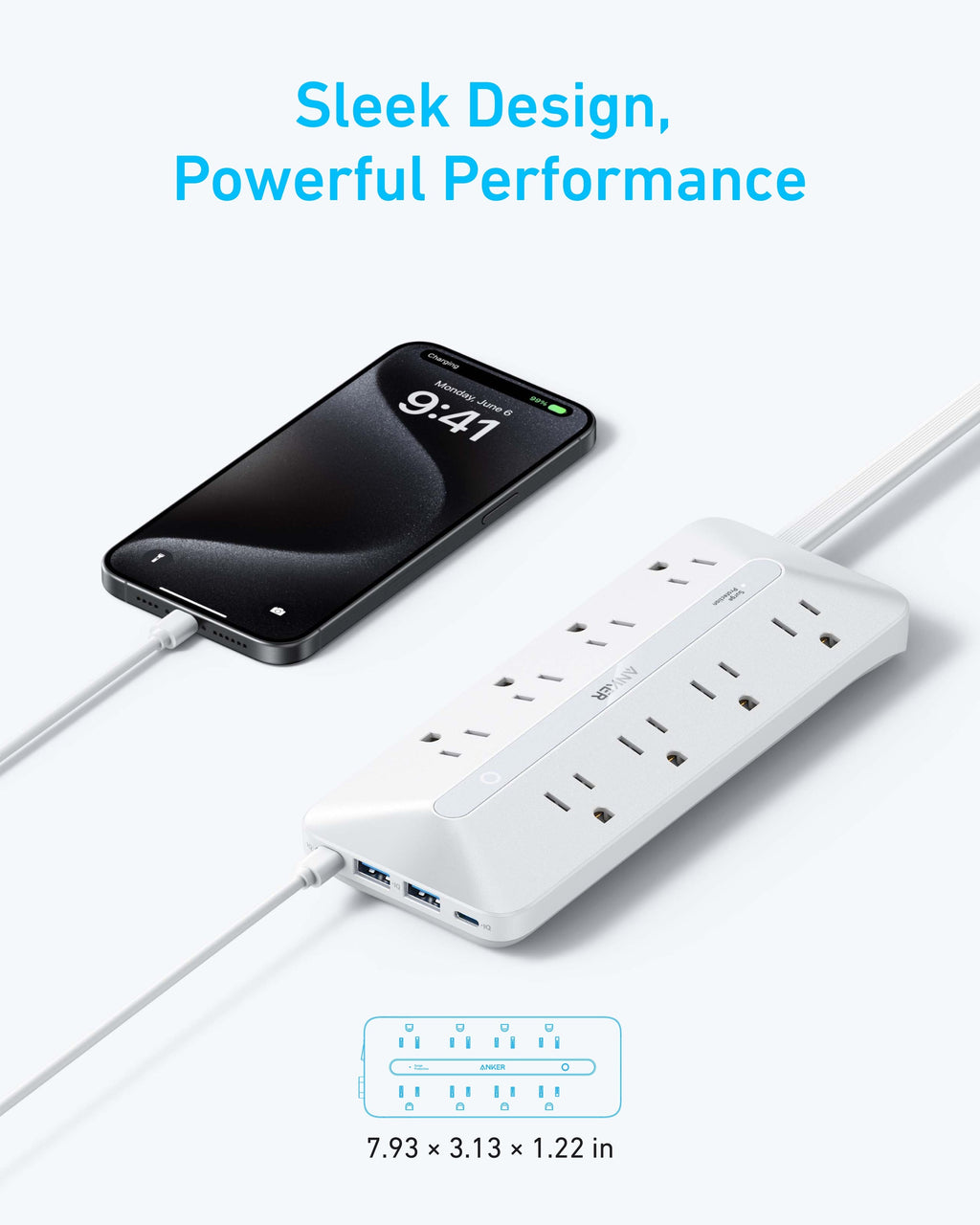 Anker power strip with multiple outlets for charging