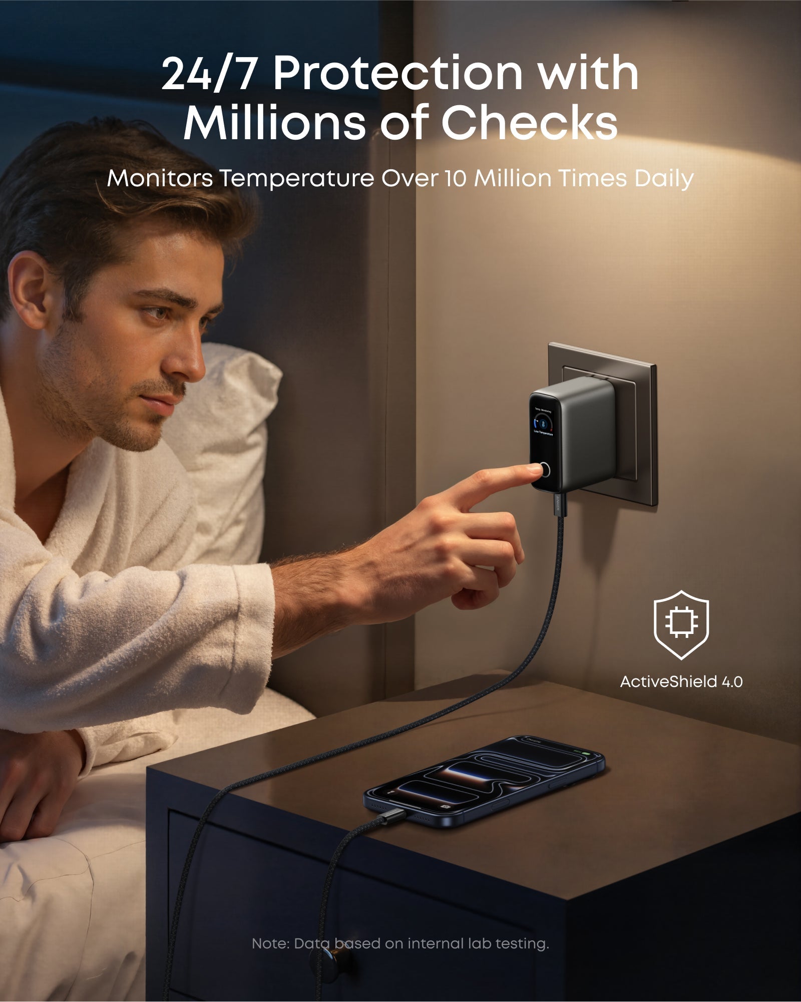 Anker charger with ActiveShield 4.0 for safe charging