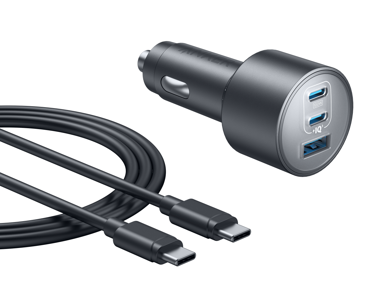Anker car charger with three ports for fast charging