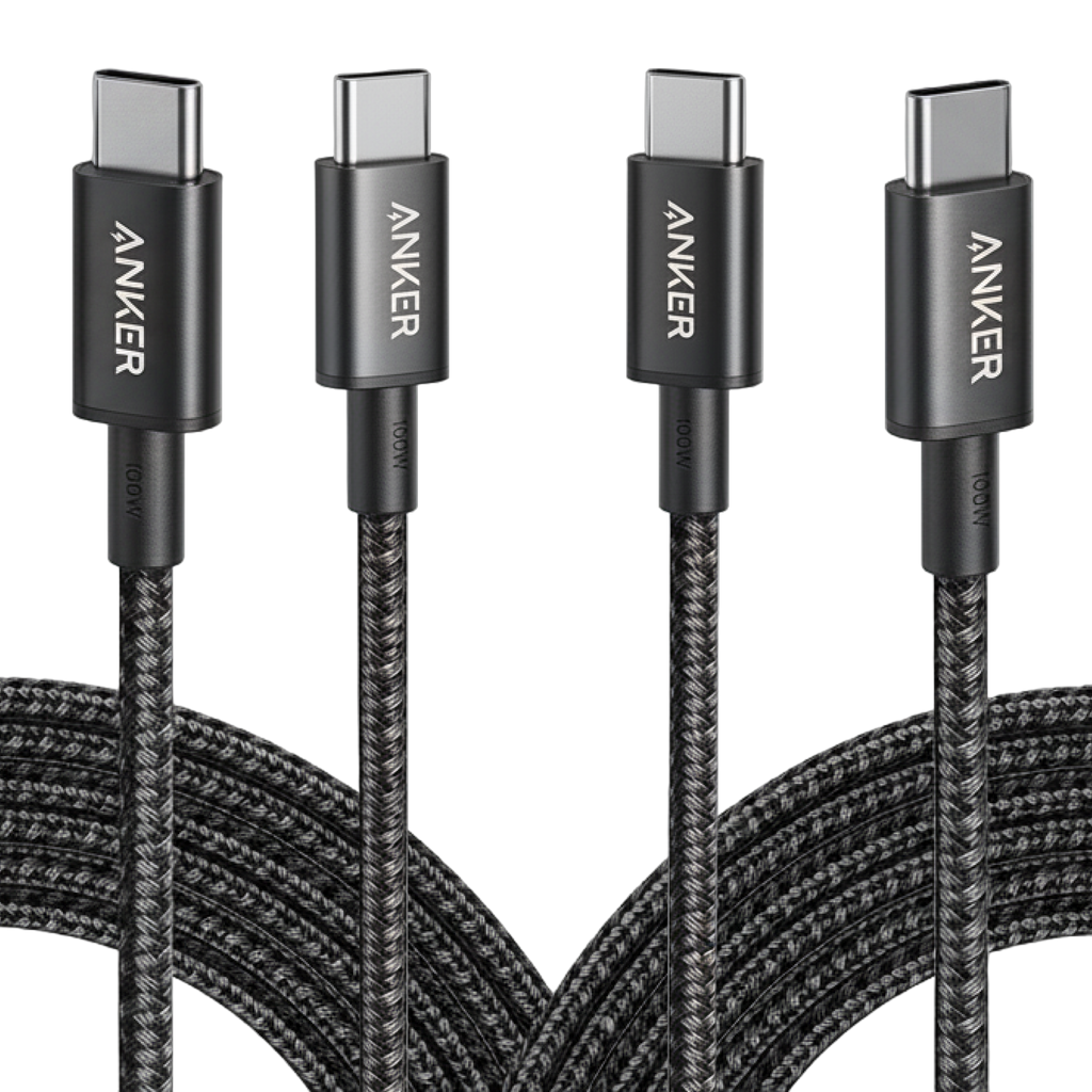 New Nylon USB-C to USB-C 100W Cable (10 ft, 2-Pack）