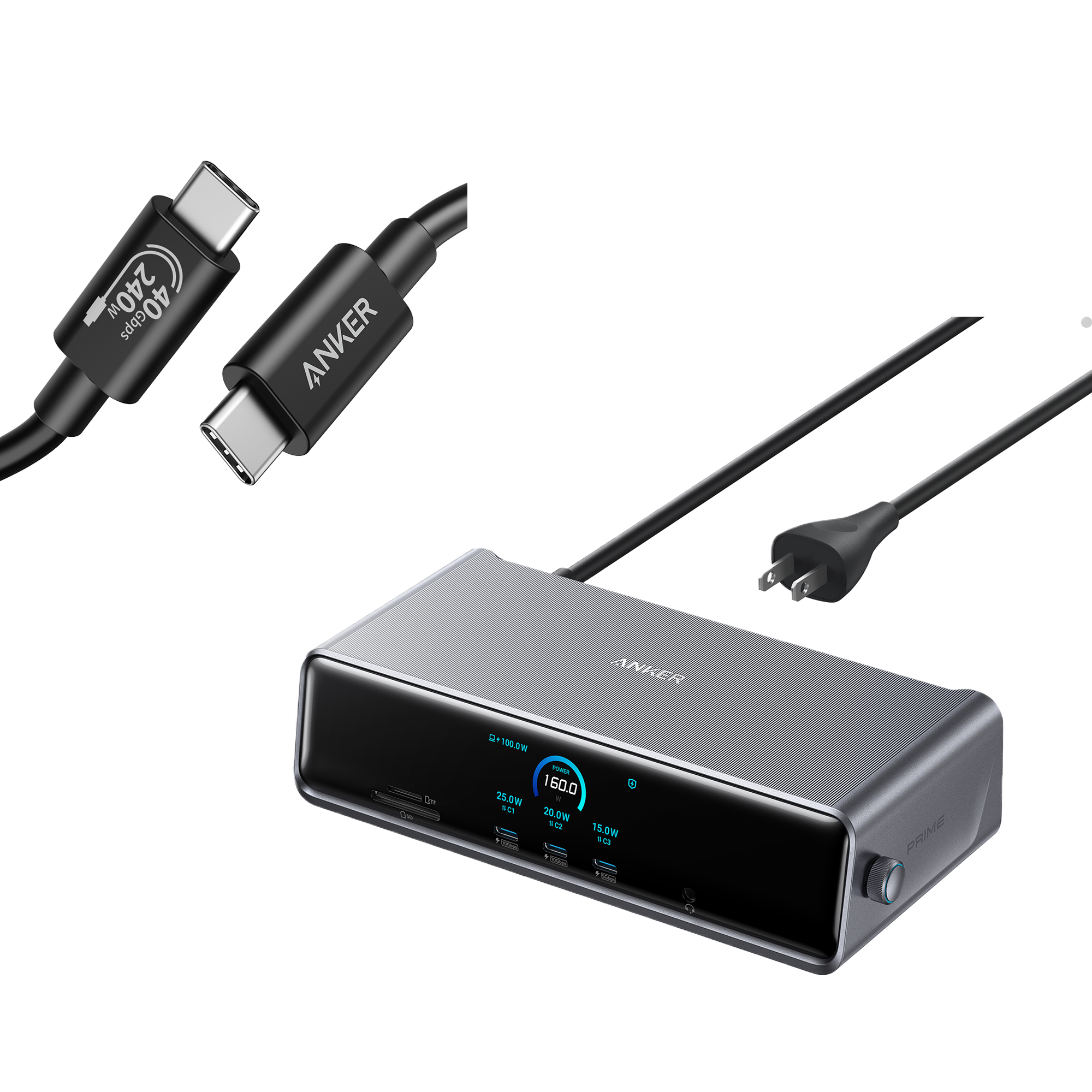 Anker Prime Docking Station (DL7400) and USB-C to USB-C Cable (Thunderbolt 4 Compatible)