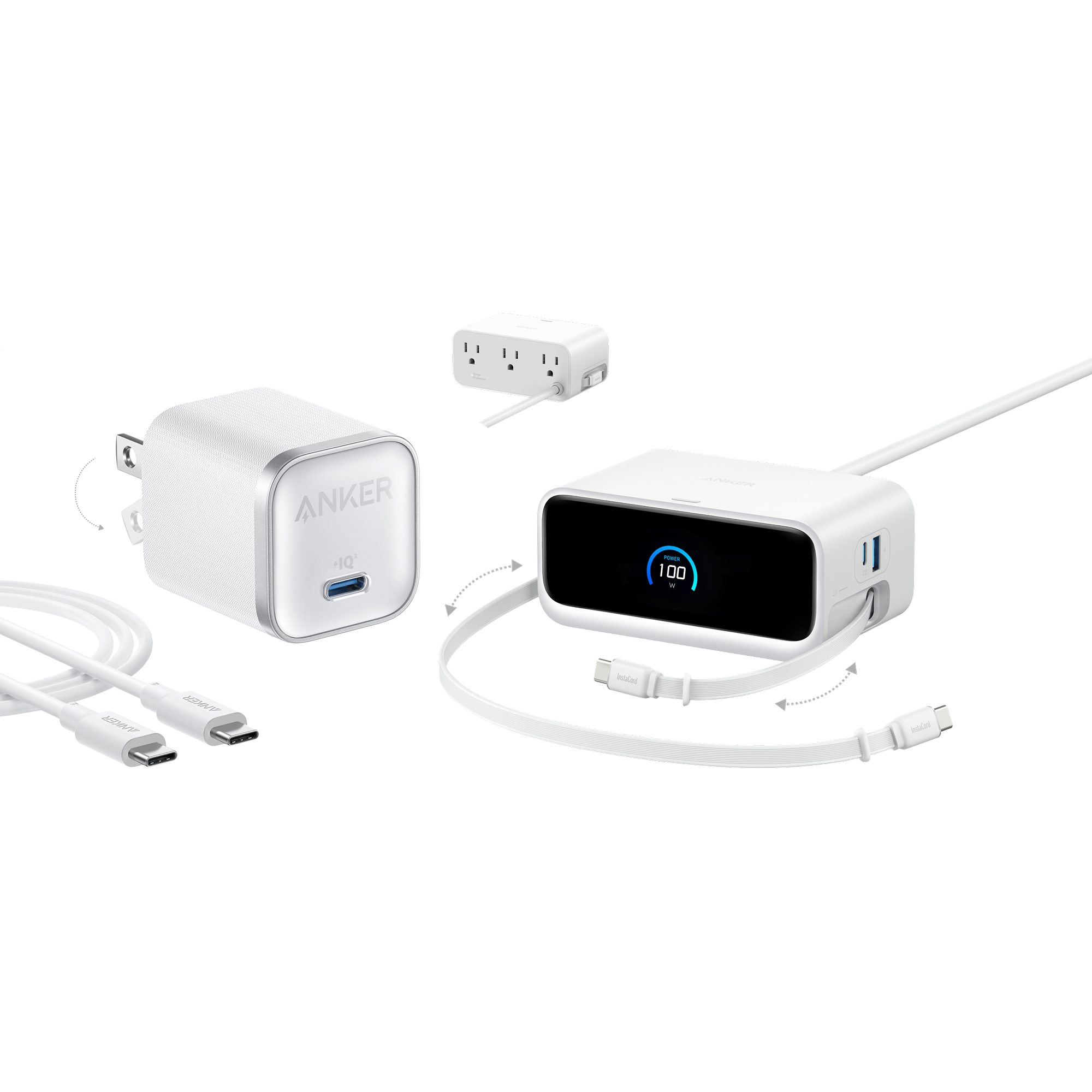 Anker Nano Charging Station (7-in-1, 100W) and Anker Nano Charger (45W) with Cable