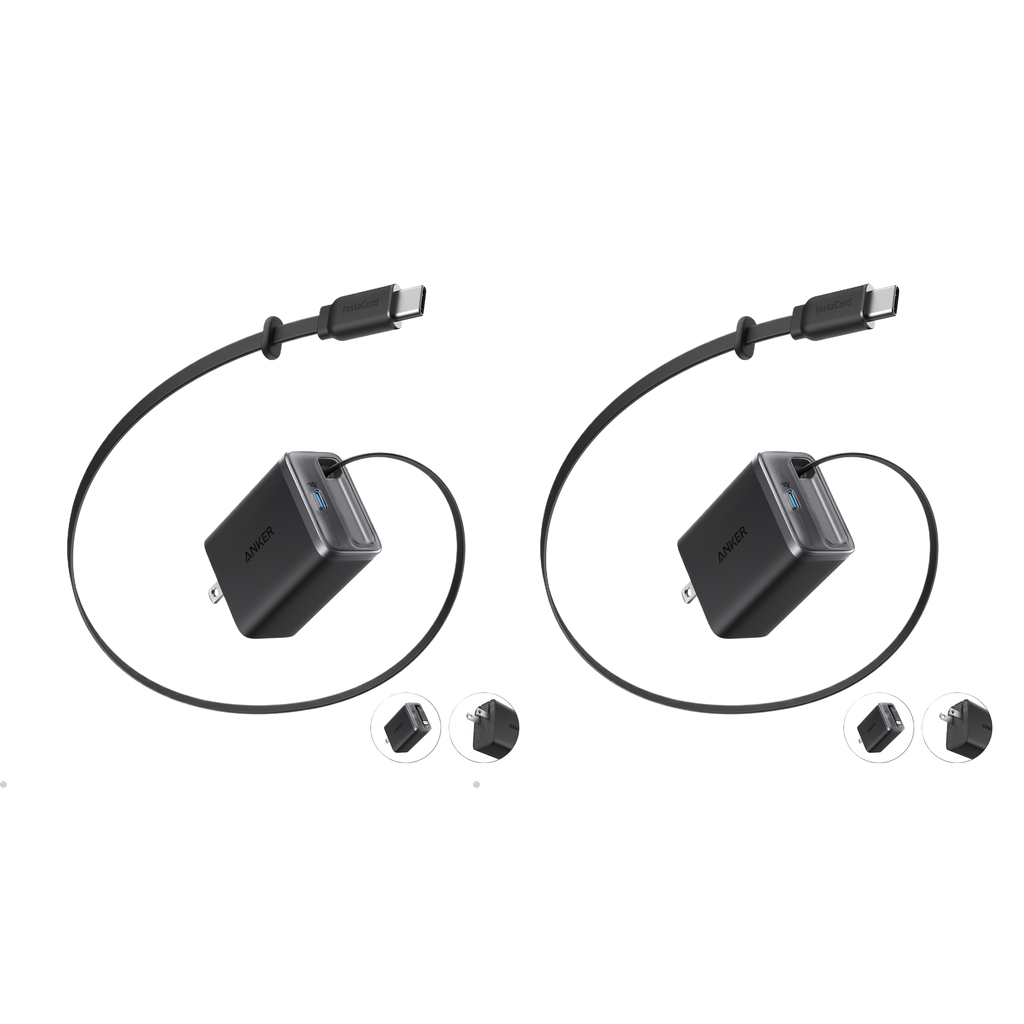 Anker Nano Charger (35W, Built-In Retractable USB-C Cable) —2- Pack