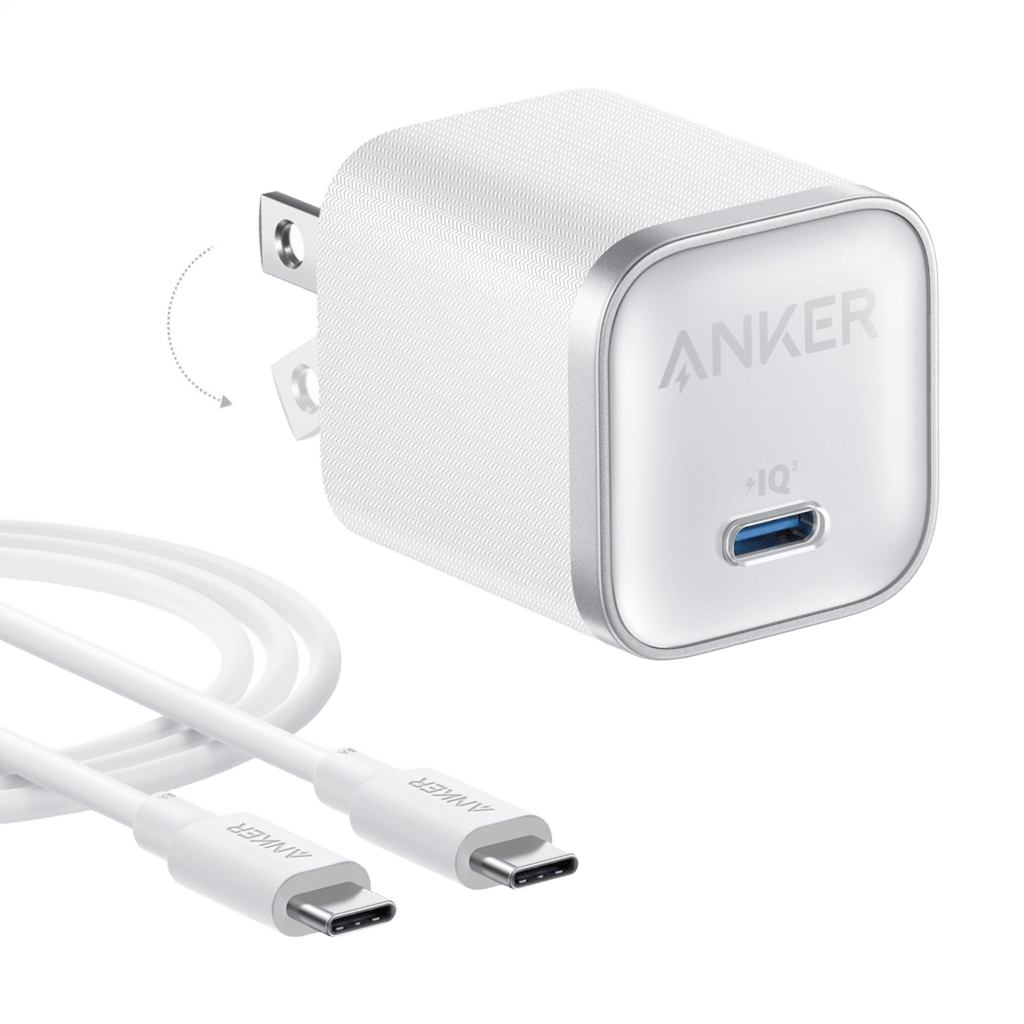 Anker USB-C charger with two cables for efficient charging